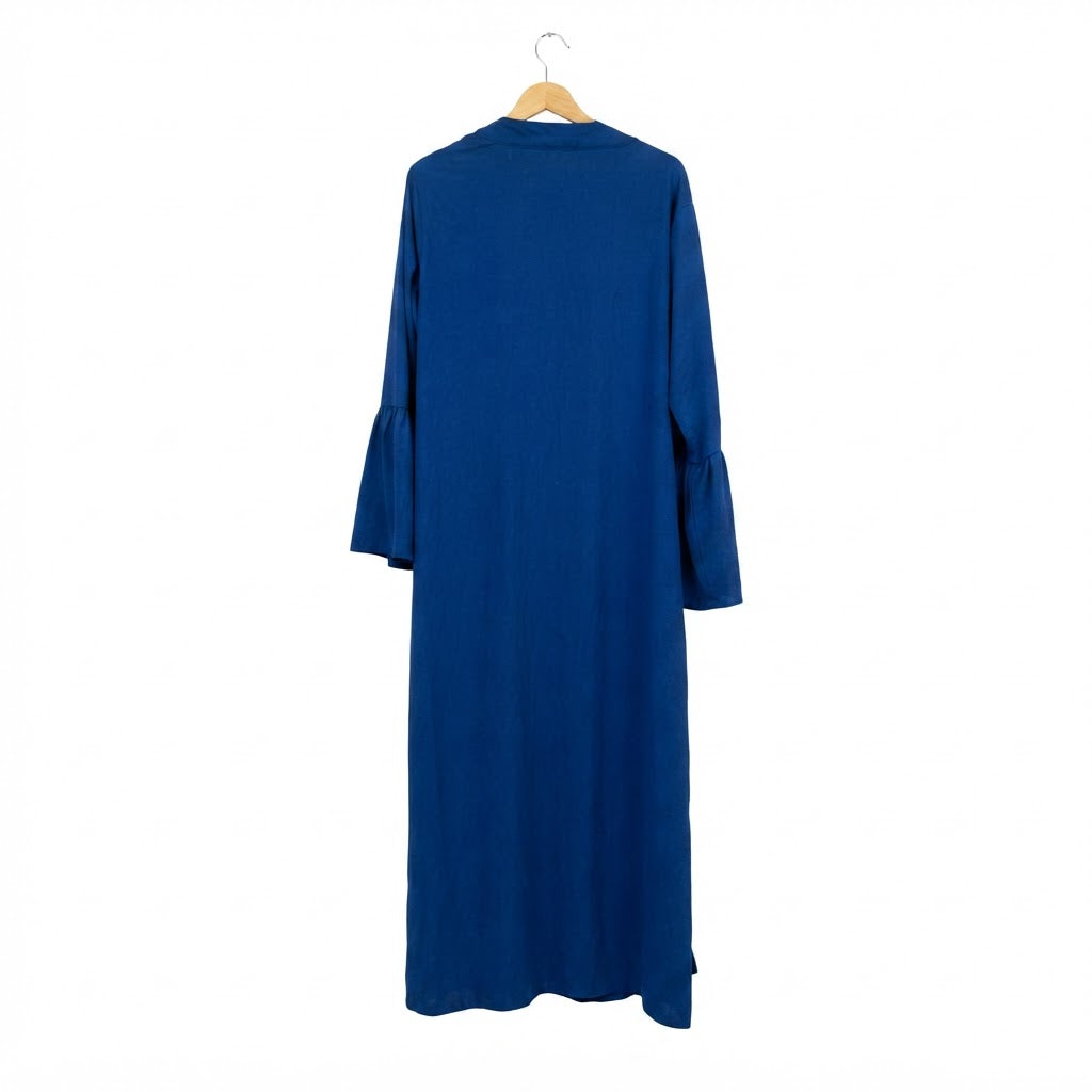 Women's Royal Blue Bell Sleeve Floor-Length Abaya