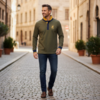 Livergy Men's USGP Long Sleeve Polo Shirt - Olive Green