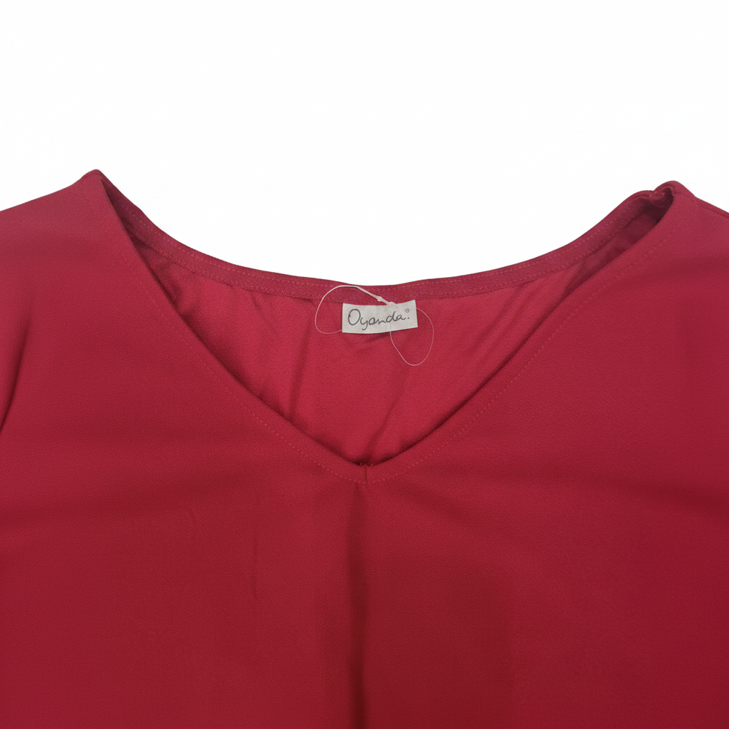 Women's Red V-Neck Jersey Smock Dress