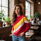 Kitri Women's Red Colorblock Diagonal Stripe Sweatshirt