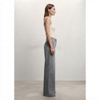 Mango Grey Wide-Leg Denim Jeans with Architectural Waistband