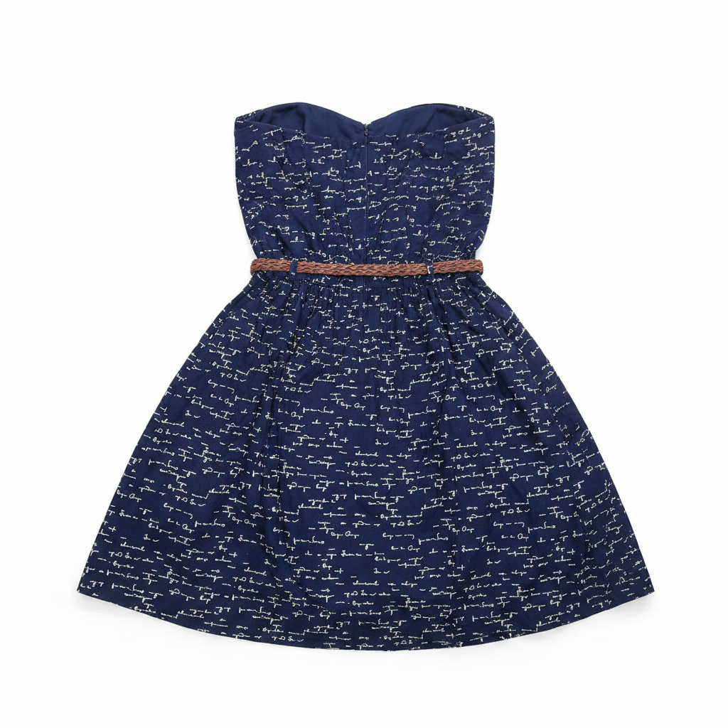 Jilax Kids' Navy Blue Script Print Belted Dress