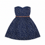 Jilax Kids' Navy Blue Script Print Belted Dress