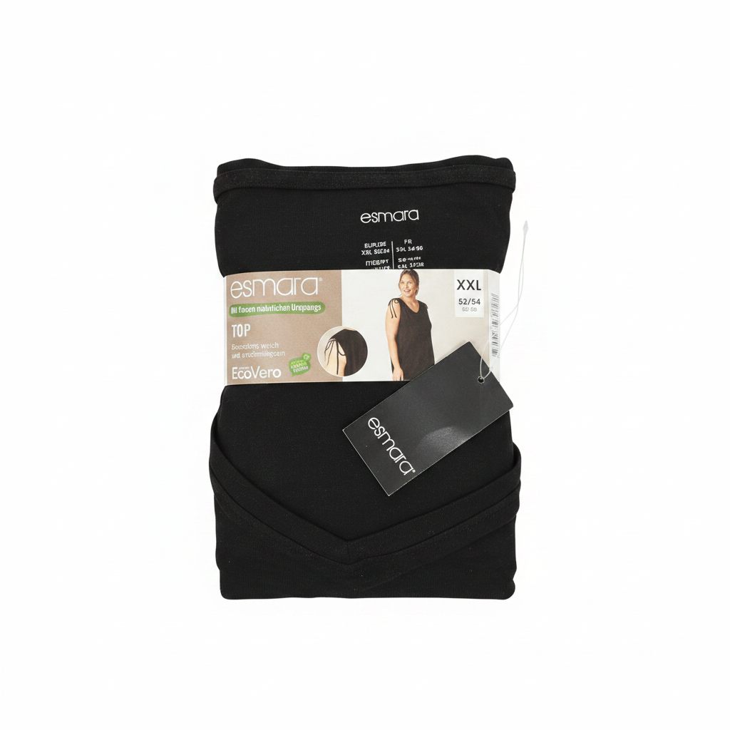 Esmara Women's Black Linen Tie-Shoulder V-Neck Top