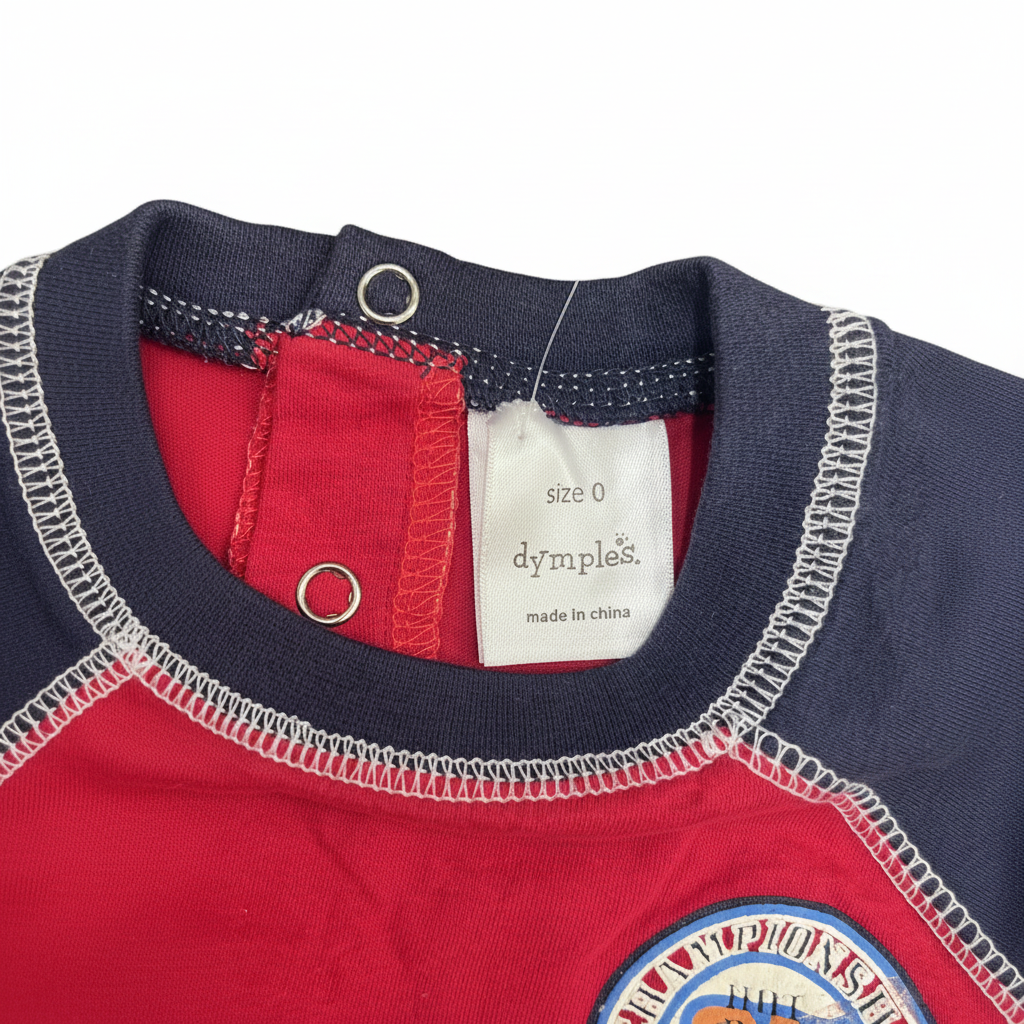 dymples. Kids Red and Navy Racing Graphic Raglan T-Shirt