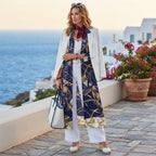 Women's Navy Blue navy blue Chain Tassel Long Sleeve Dress