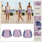 Lilac and Slate Blue Color-Block Athletic Running Shorts