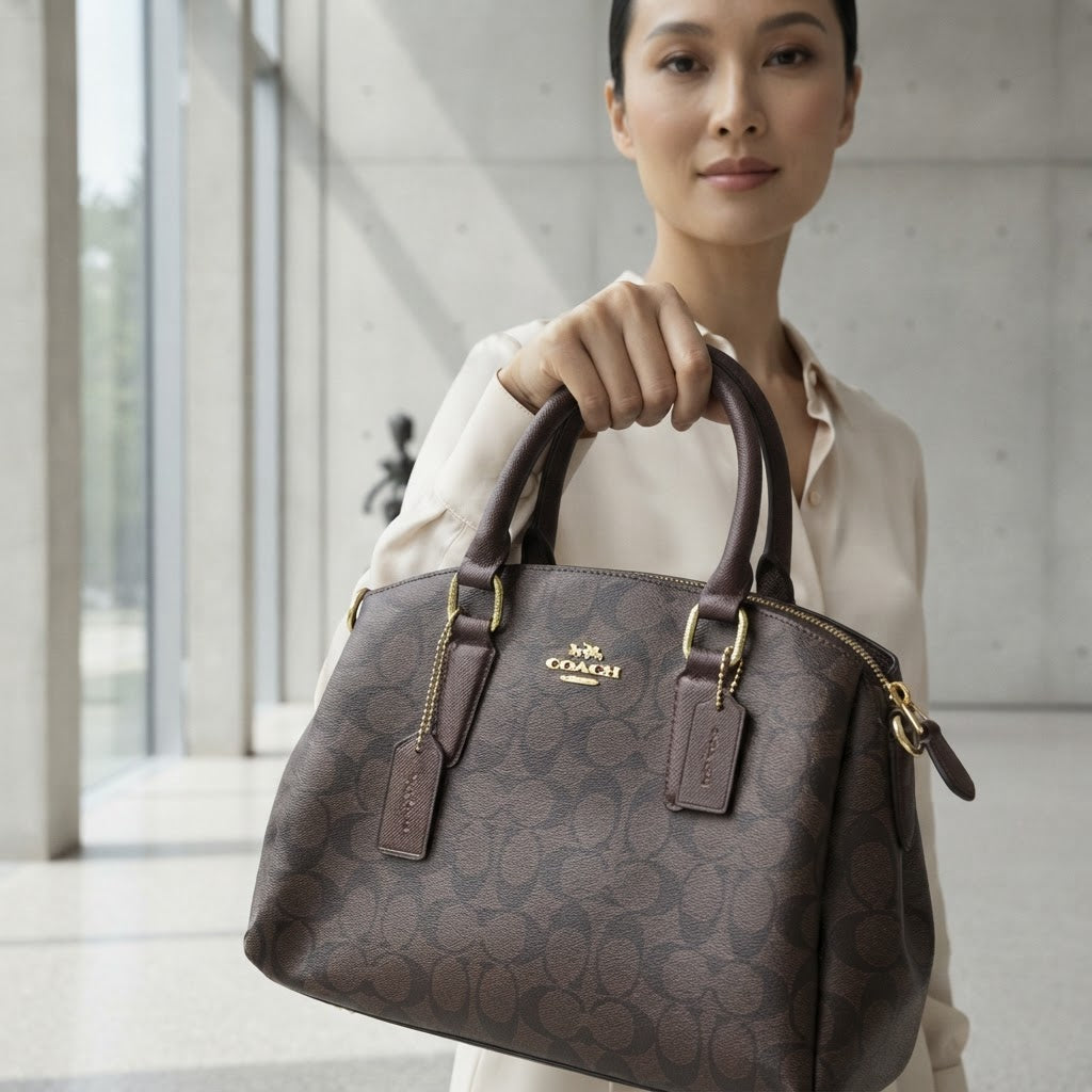 COACH NEW YORK Coach Signature Monogram Brown Satchel