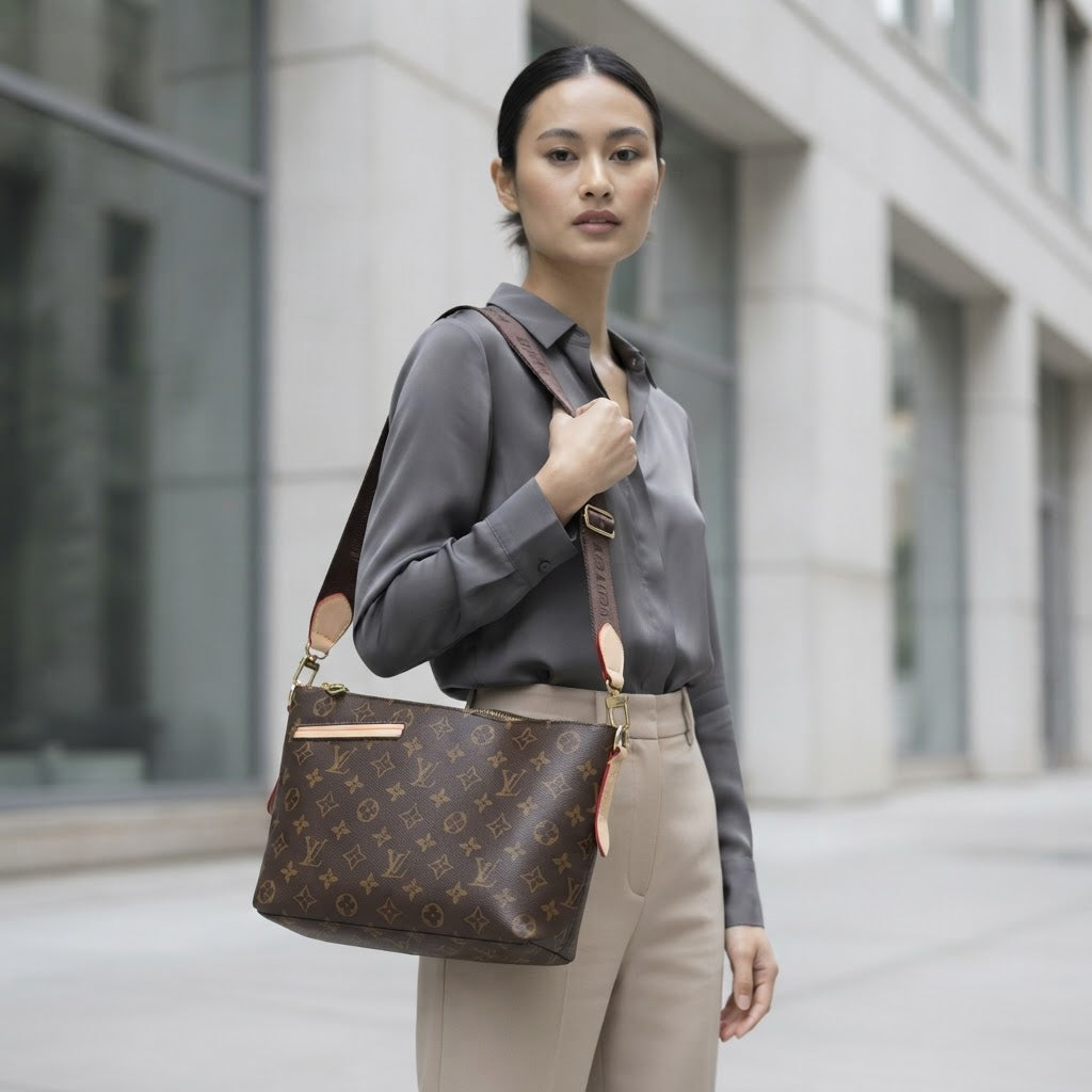 LOUIS VUITTON Monogram Canvas Crossbody Bag with Textile Str
