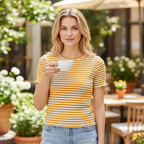 Esmara Women's Mustard Yellow Striped Cotton Crop Top