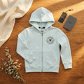 [WearU Generated:merch_flat_lay] Guess Pale Blue Cotton Regular Fit Zip Hoodie – flat lay view