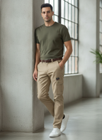 FINE ROSE Khaki Slim-Tapered Multi-Pocket Cargo Trousers