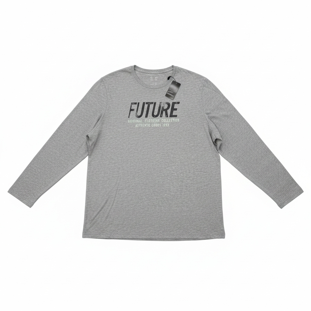 Livergy Men's Grey Future Graphic Long Sleeve T-Shirt
