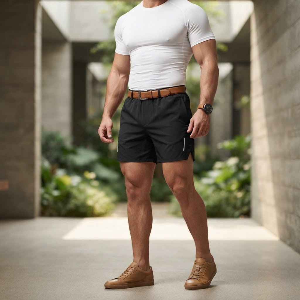 Men's Black Athletic Running Shorts