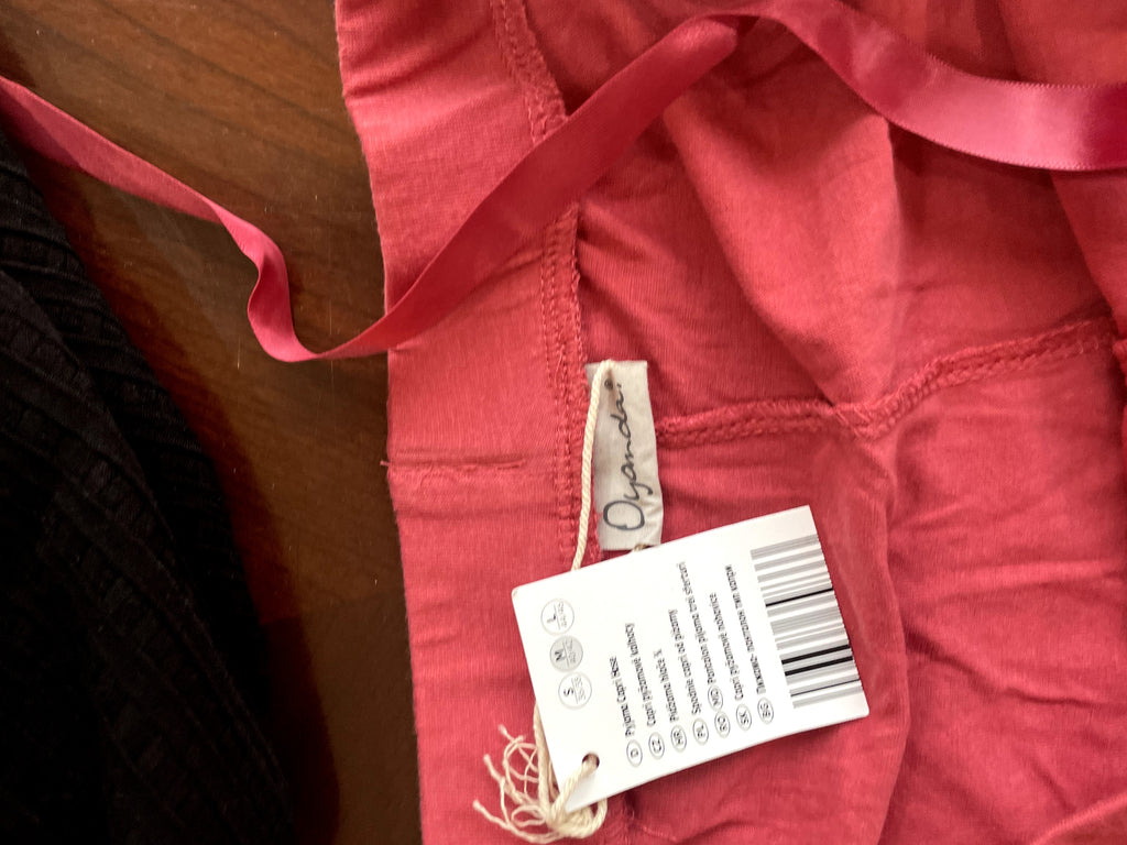 Coral Rose Elasticated Waist Ribbon Drawstring Pants