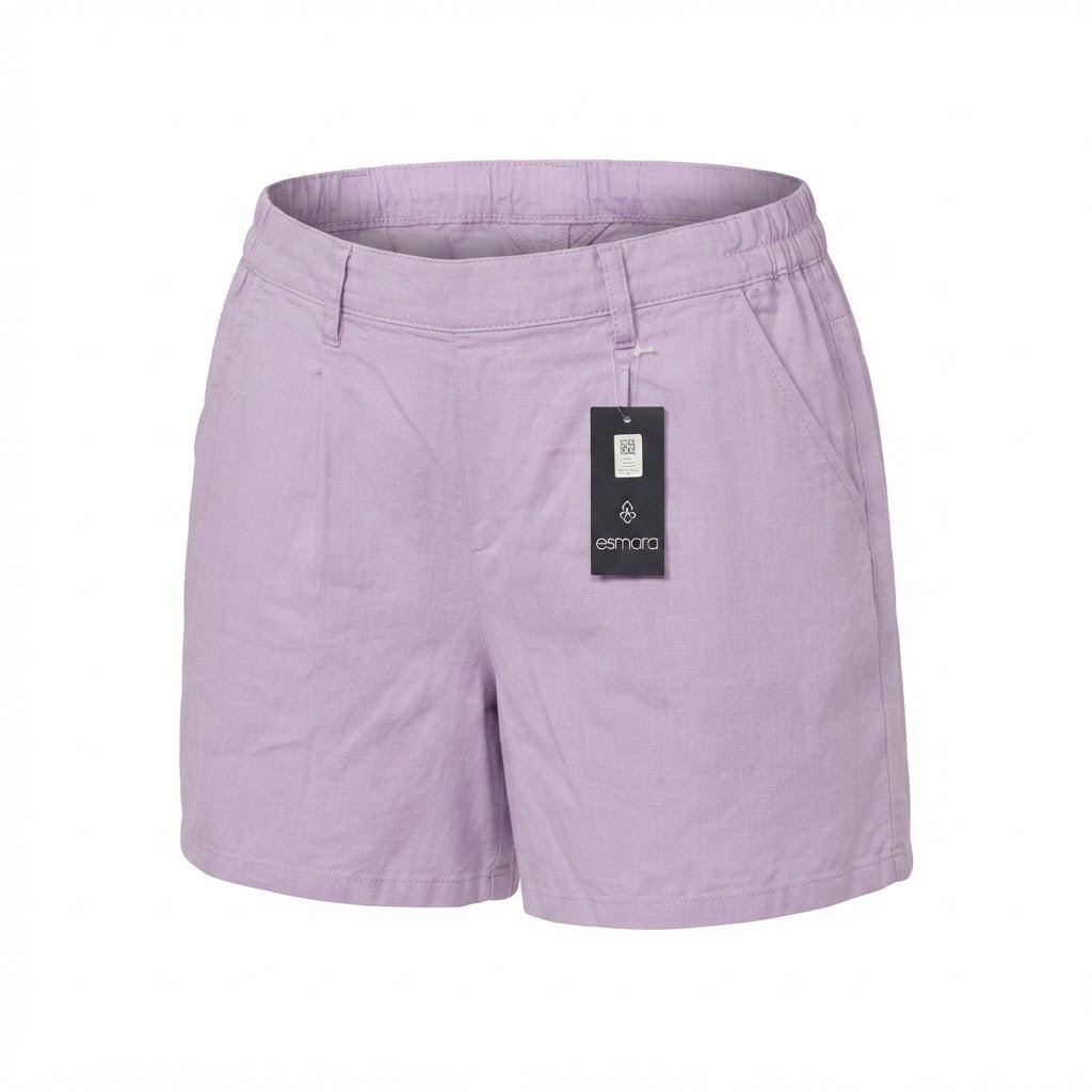 Women's Lavender Elasticated Waist Casual Shorts