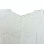 Women's White Linen Relaxed Fit V-Neck Blouse
