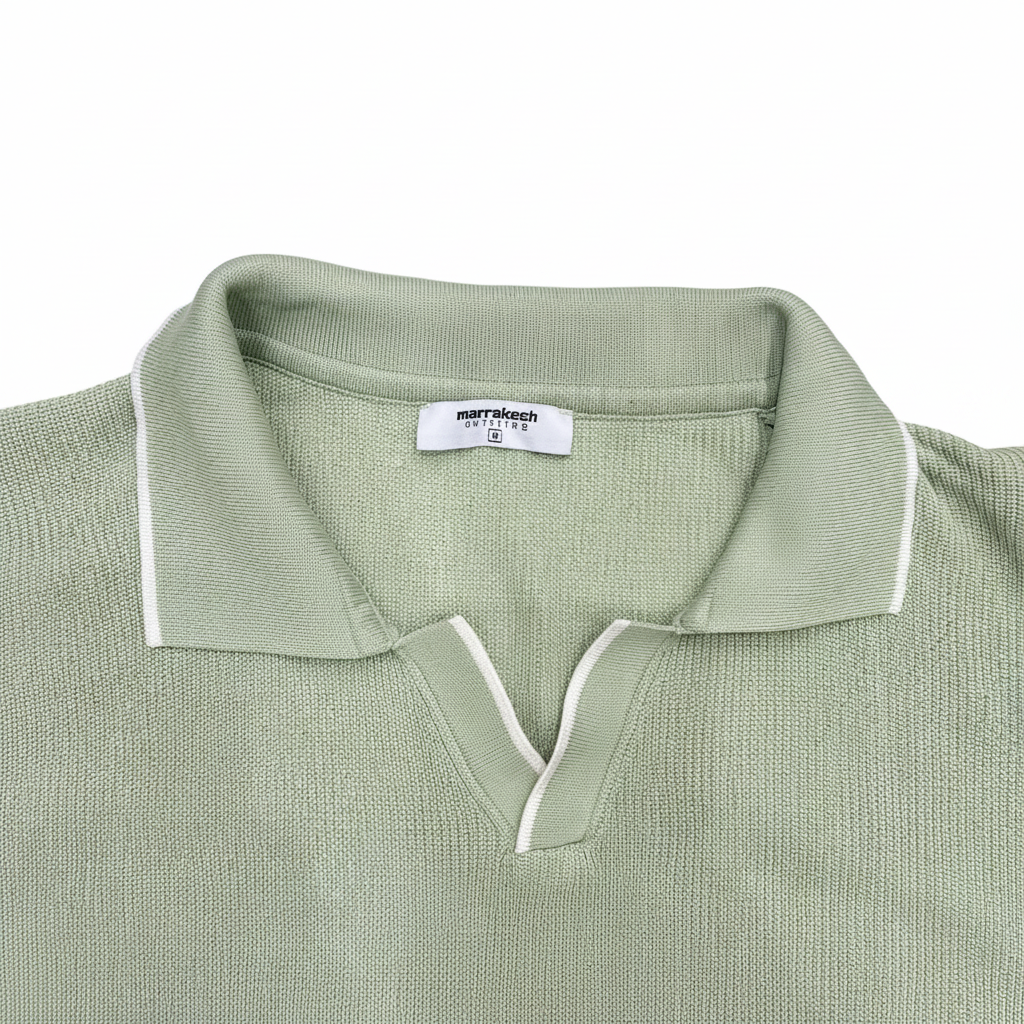Marrakech Knitting Men's Green Knitted Polo Shirt - Size S