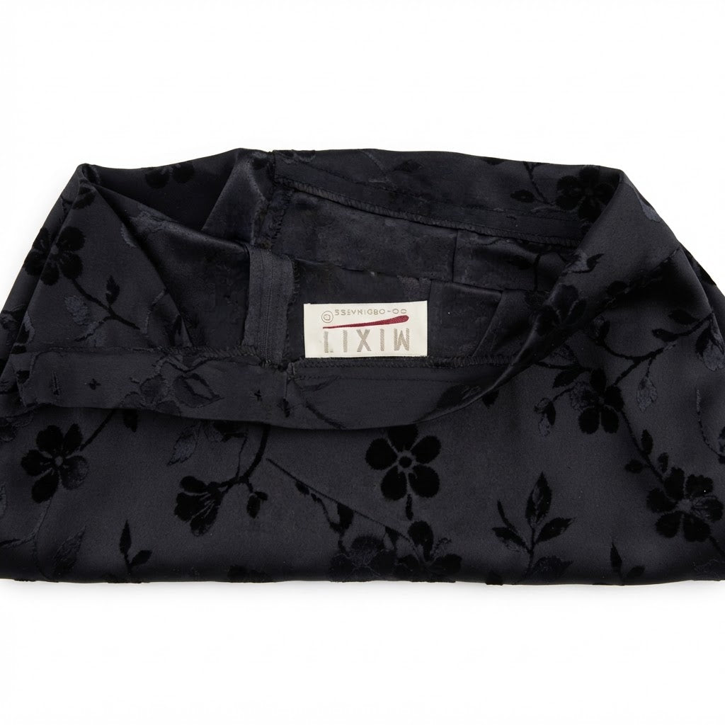 Women's Navy Floral Jacquard High-Waist Tailonavy blue Trousers