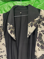 UNIQUE ABAYA Unique Abaya Black & Gold Floral Jacquard Open-