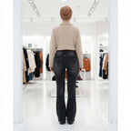 Bershka Washed Black Flared Denim Jeans with Chevron Back Po