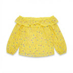 Women's Yellow Floral Off-The-Shoulder Ruffle Top