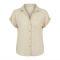 ZARA Women's Cream Linen-Blend Short Sleeve Button-Down Shir