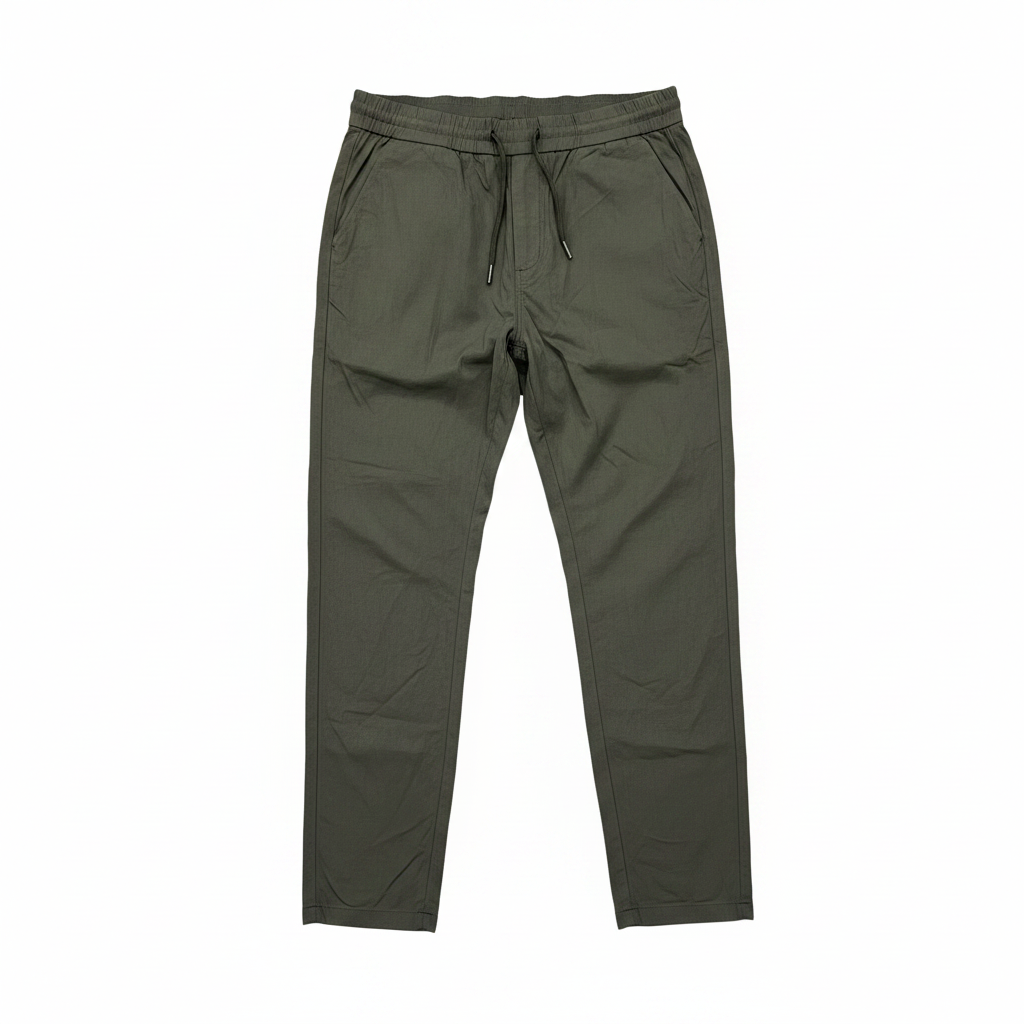 Six COLLECTION Men's Olive Green Drawstring Tapered Trousers