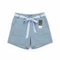 Women's Light Blue Chambray Shorts with Floral Belt