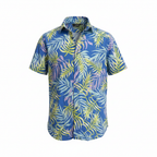 Primark Boys Blue Tropical Palm Leaf Short Sleeve Shirt