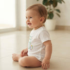 SHEIN White Infant T-Shirt with Rainbow Outline Bear Graphic