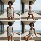 Heather Grey Lounge Shorts with Pink Drawstring