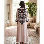 SHEIN Women's Pale Pink Long Floral Kimono Abaya Jacket