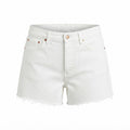 Women's White High-Waist Raw Hem Denim Shorts