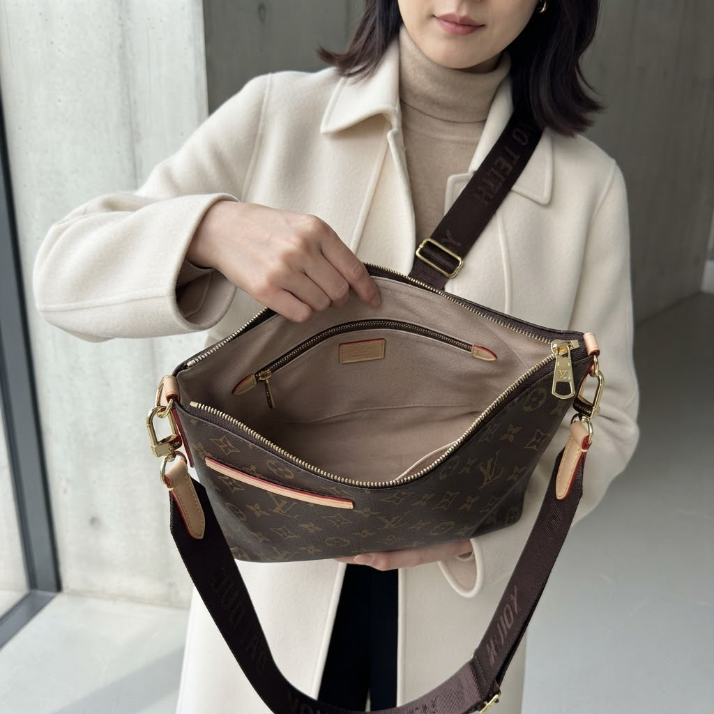 LOUIS VUITTON Monogram Coated Canvas Hobo Crossbody Bag