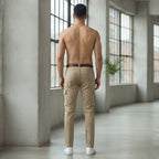 FINE ROSE Khaki Slim-Tapered Multi-Pocket Cargo Trousers