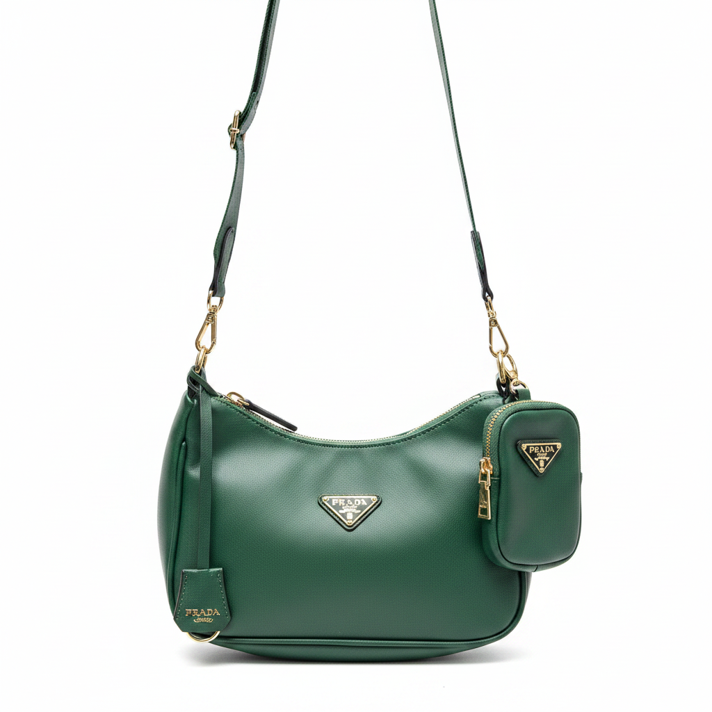PRADA Women's Forest Green Multi-Pouch Shoulder Bag