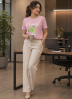 DECJUBA Baby Pink Graphic T-Shirt with Margarita Slogan