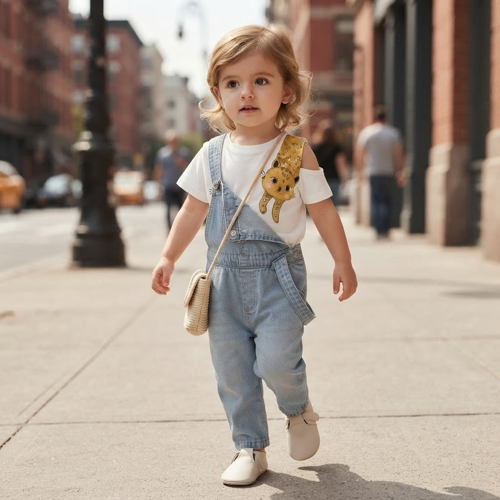 SHEIN White Short-Sleeve Kawaii Animal Graphic T-Shirt