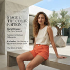 Vibrant Orange Raw Hem Denim Shorts