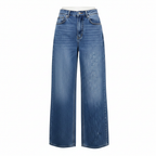 Women's Mid-Wash Blue Wide-Leg Denim Jeans