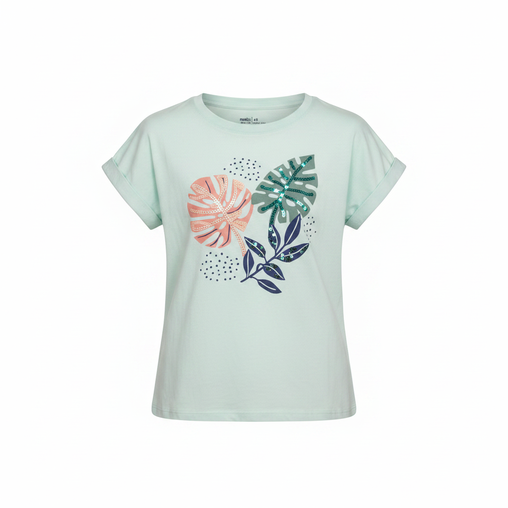 Anko Girls Mint Green Monstera Sequin T-Shirt Size 12