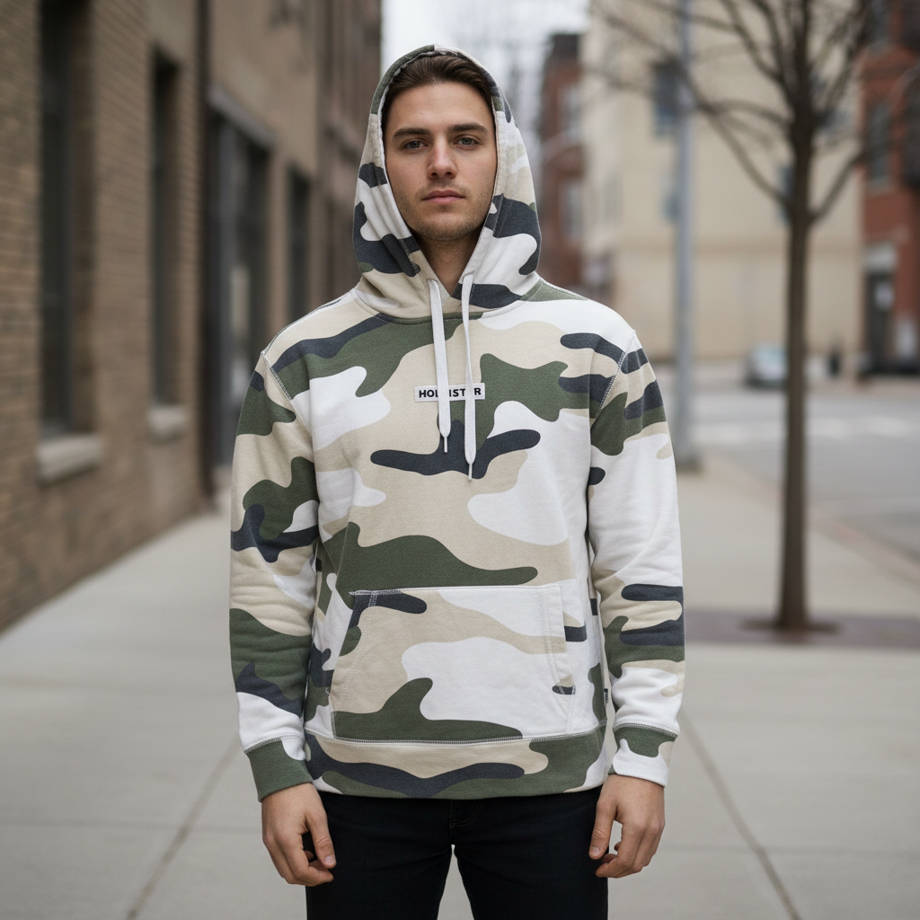 Hollister Camouflage Pullover Hoodie Men's Small