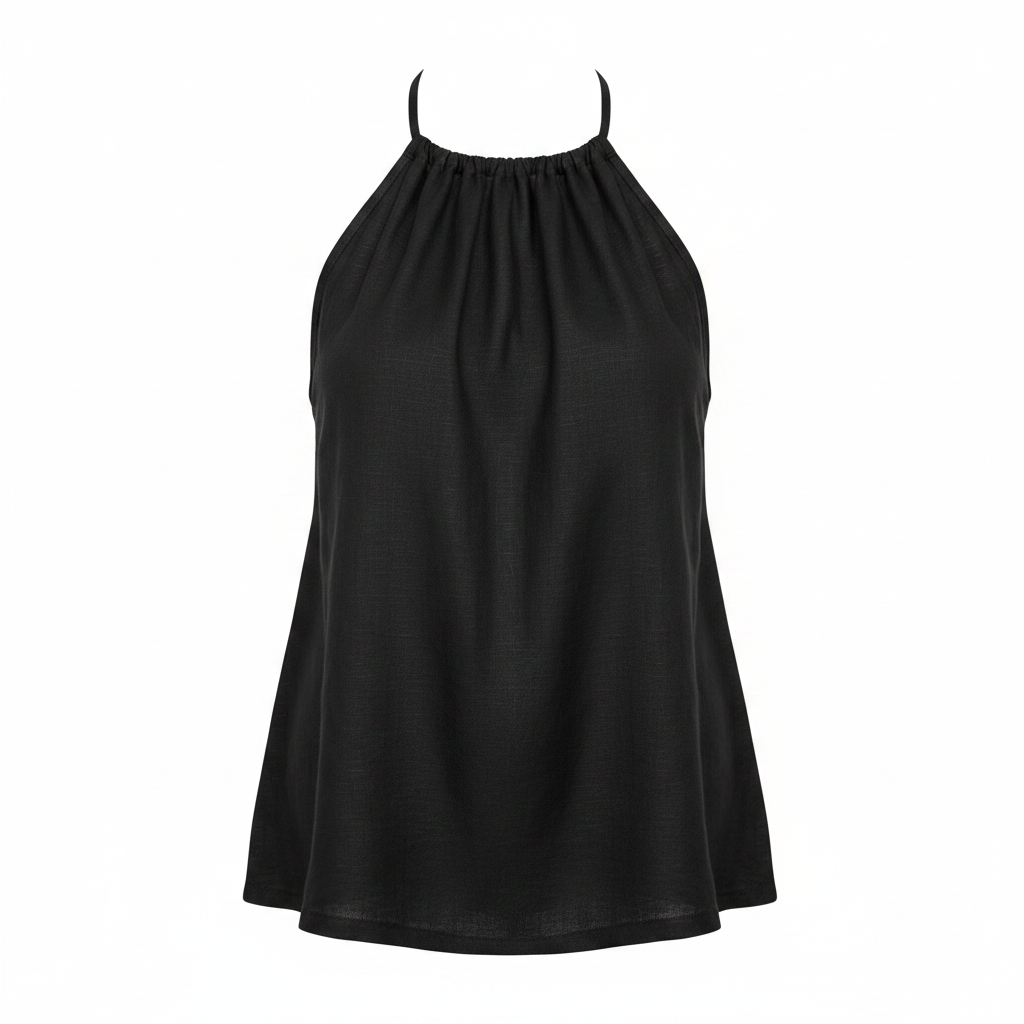 Esmara Women's Black Linen Blend Halterneck Top