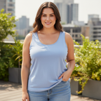 Women's Light Blue Scoop Neck Jersey Tank Top