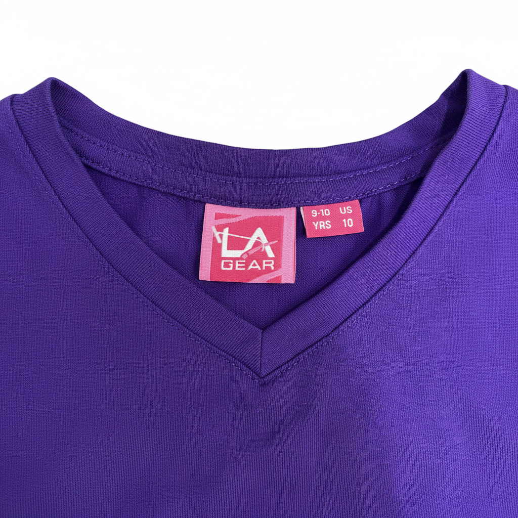 LA GEAR Kids Vibrant Purple V-Neck Cotton T-Shirt