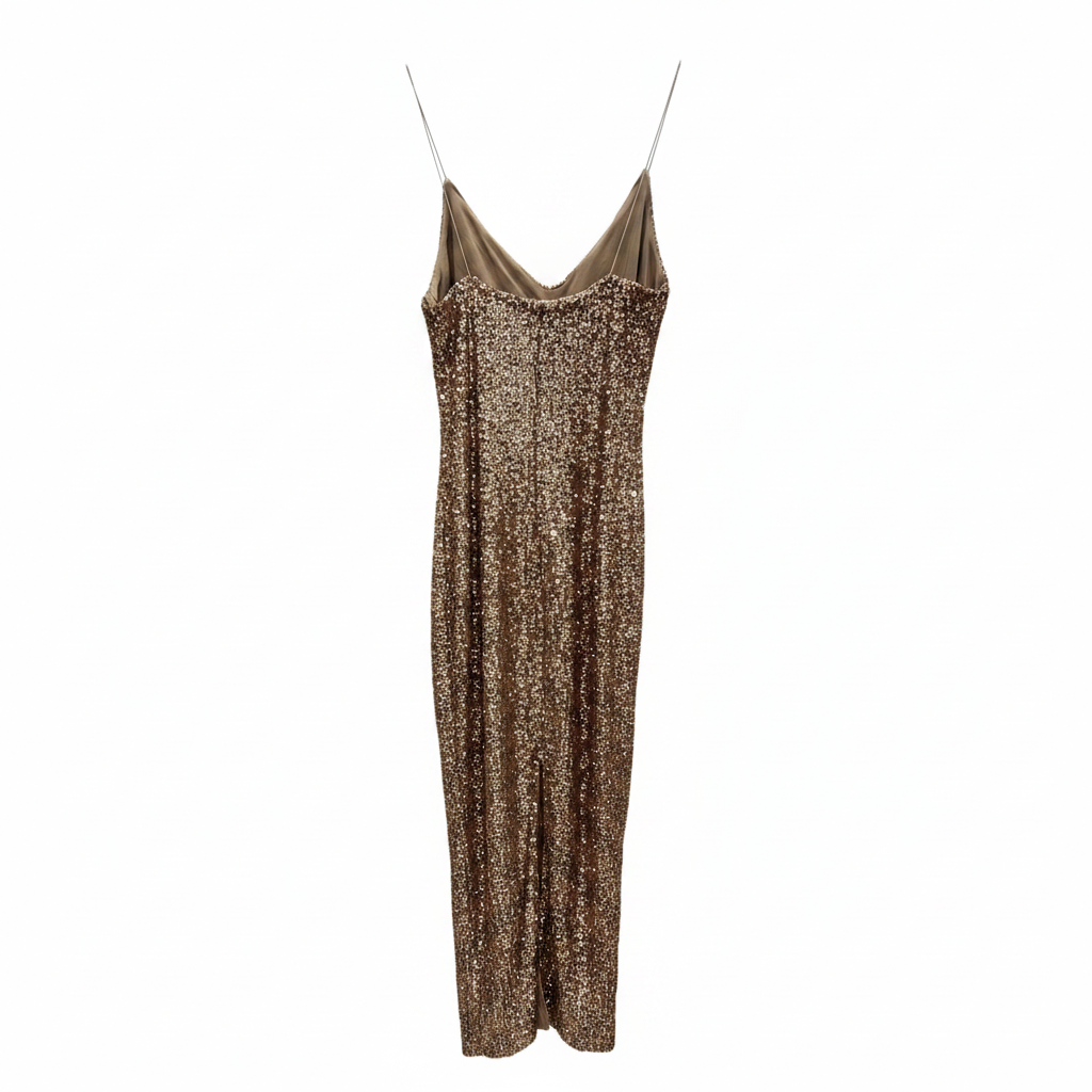 Fashion Nova Gold Sequined Cami Maxi Dress - Women's S
