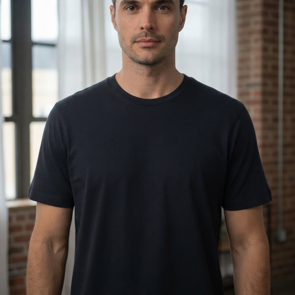 Cotton:On Cotton:On Navy Crew-Neck Regular Fit Cotton T-Shir