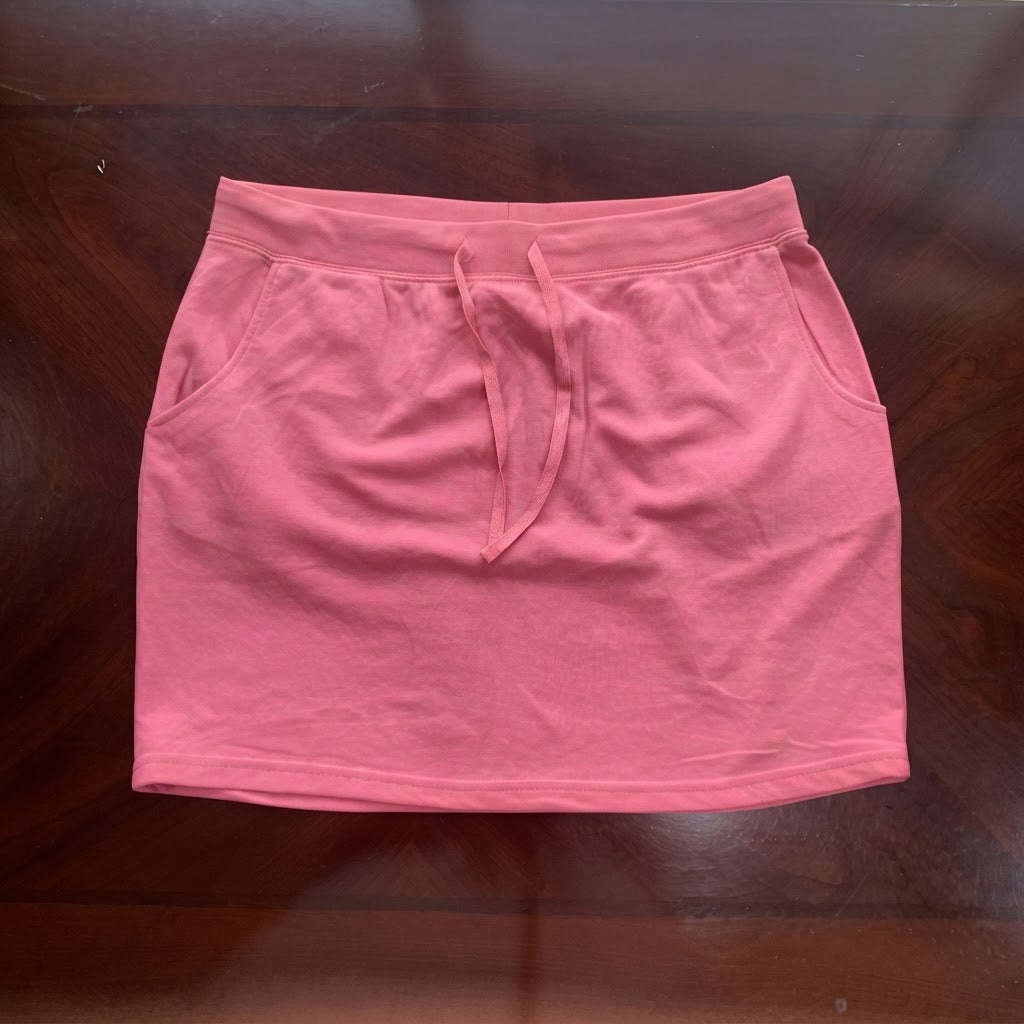Bubblegum Pink Jersey Mini Skirt with Drawstring Waist