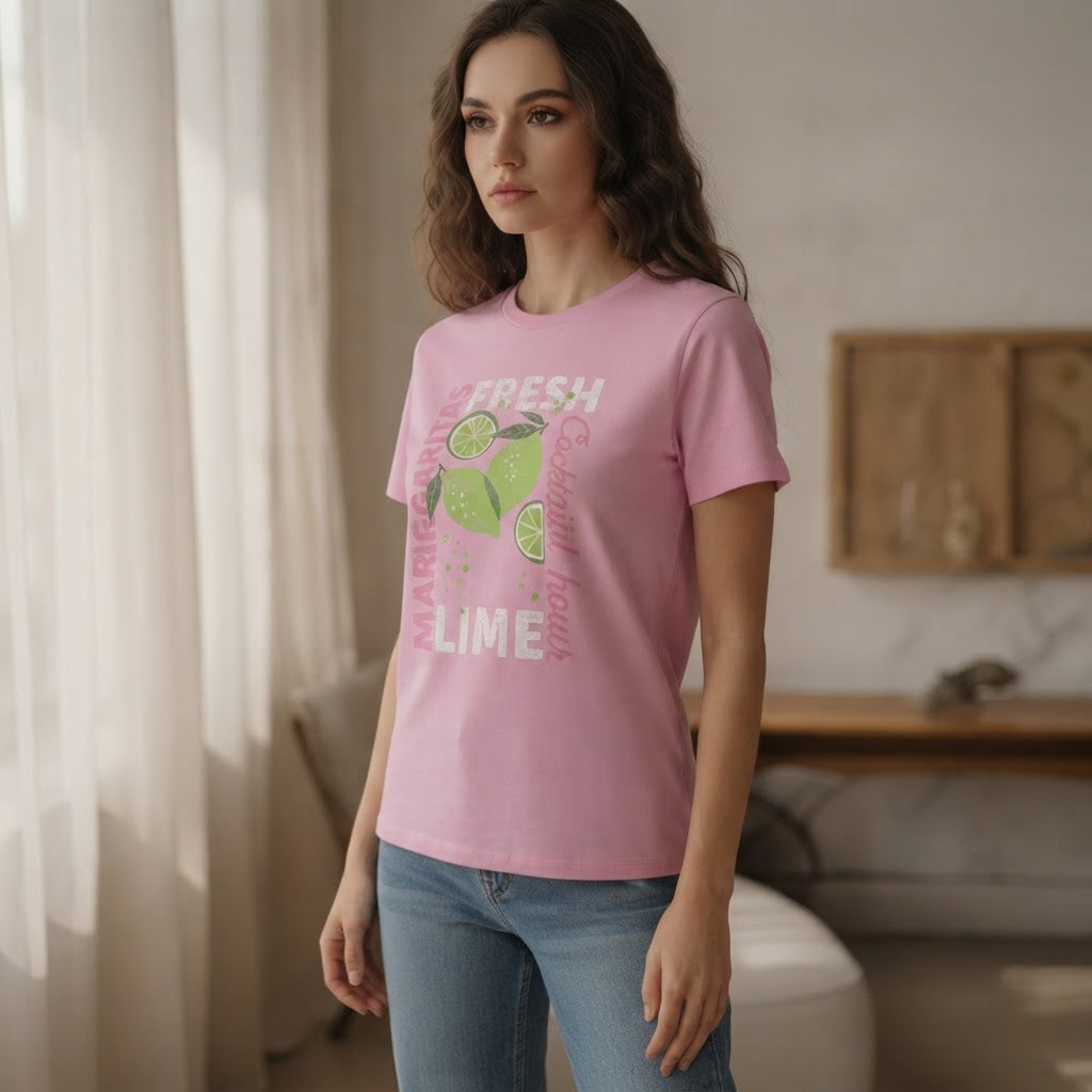 DECJUBA DECJUBA Bubblegum Pink Fresh Margaritas Graphic T-Sh